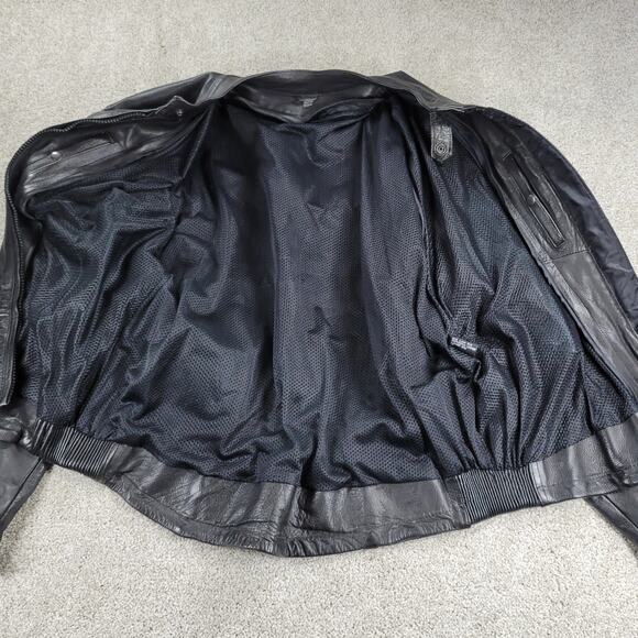 Womens Leather Motorcycle Jacket 3XL Black Vented Gusset Zip Up Biker Riding - Picture 6 of 16